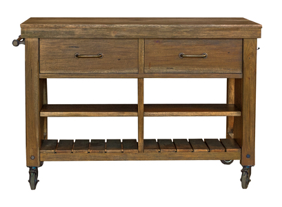 ANASM9080 Kitchen Island W/ Wood Top - Salvage Mahagony