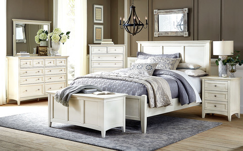 NRLWT5130 King Panel Bed - White Linen