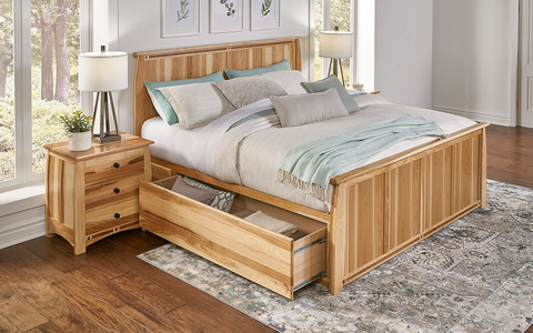 ADANT5071/ADANT5500/ADANT5550/ADANT5750 Queen Bed (W/Storage) + Dresser + Mirror + Nightstand - Natural Finish