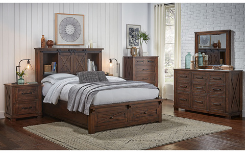 SUV-RT-5-13-1 King Storage Headboard with Storage Footboard