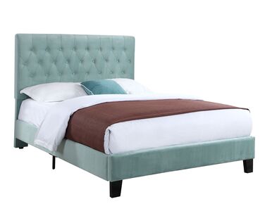 B128-09HBFBR-04 Full Upholstered Headboard-Footboard-Rails-Light Blue