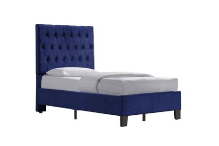B128-08HBFBR-14 Twin Upholstered Headboard-Footboard-Rails-Navy