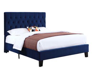 B128-12HBFBR-14 King Upholstered Headboard-Footboard-Rails-Navy
