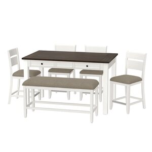 5088-54X Sarasota 6-Piece Gathering Dining Set – Table, 4 Chairs & Bench – White