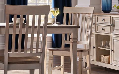 BEAPW275K Slatback Dining Chair with Wood Seat