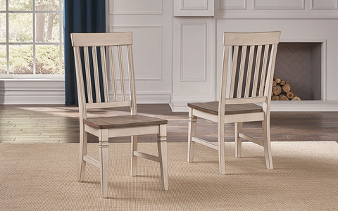 BEAPW275K Slatback Dining Chair with Wood Seat