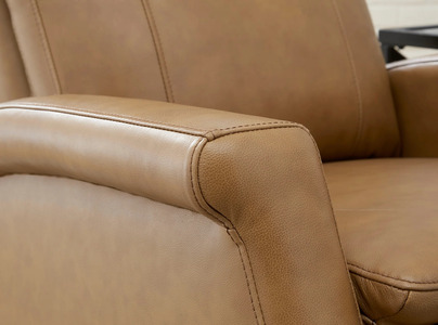 Bristol manual swivel glider recliner in Russet glove-soft leather with 360-degree swivel and pillow-top seat