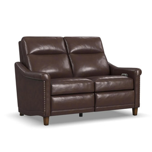 Power reclining loveseat with roll arms and nailhead detail Walla Walla