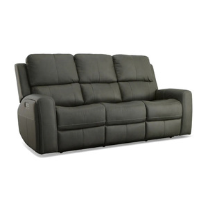 Power reclining sofa with headrest and lumbar leather Walla Walla furniture stor