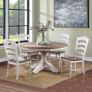 DA25454P-DA2451SP Augusta 5 Piece Dining Set Rustic White