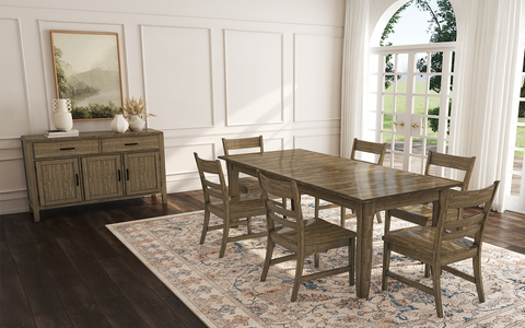 LEUTJ617L-LEUTJ255K Leucadia 7 Piece Dining with Wood Chairs