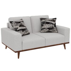 U3594-01-09 Stationary Loveseat w/ Wood Base - White