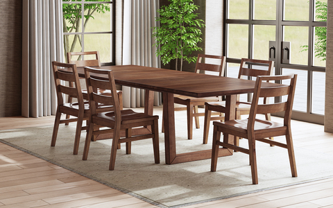 VOSSA6300-VOSSA256K Voss 7 Piece Dining Set with 6 Wood Dining Chairs