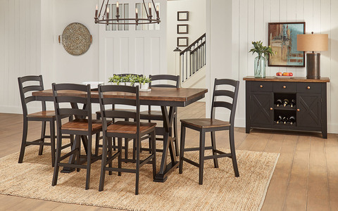 Stormy Ridge 7 Piece Gathering Height Dining Set with 6 Stools