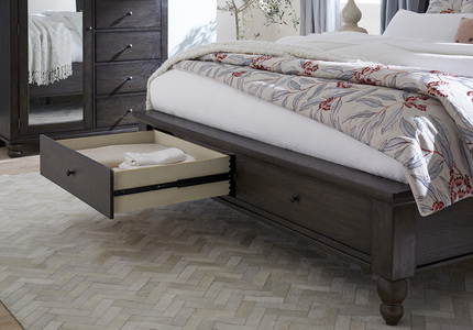 Cambridge California King Storage Panel Bed with Cedar Lined Drawers and USB Charging Ports Available in Multiple Finishes Walla Walla WA