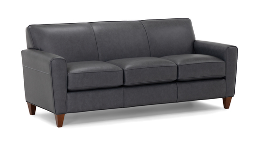 American made leather sofa with tight back design