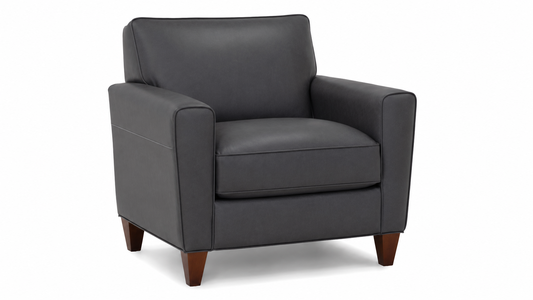 American made leather chair with tight back design