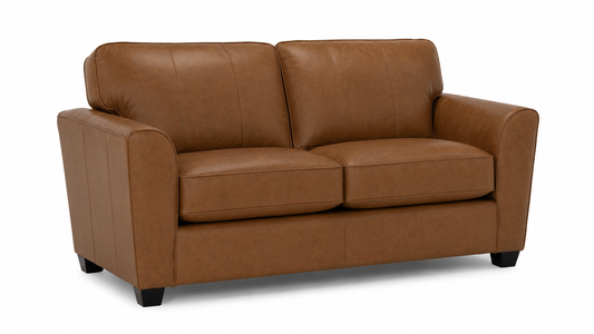 American made leather loveseat with removable seat cushions