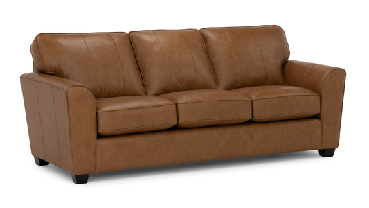American made leather sofa with plush seating