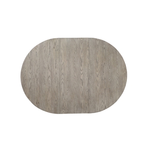 Xena Grey Oak Pedestal Dining Table with 18-Inch Extension Leaf