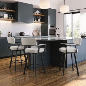 Contemporary Albert swivel bar stool with armrests and upholstered seat