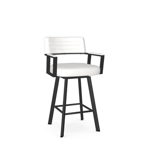 Albert upholstered swivel counter stool with padded arms and curved backrest