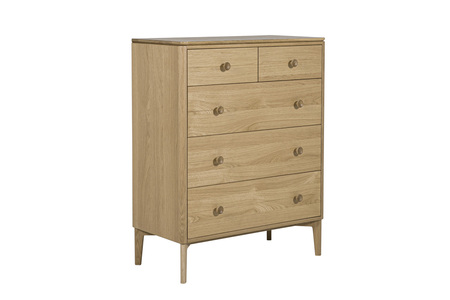 Had-411-NA Medium Chest 5 Drawer - Oak Natural