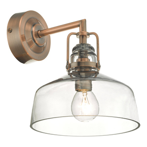 MIL0764 Wall Light Antique Copper Smoked Glass