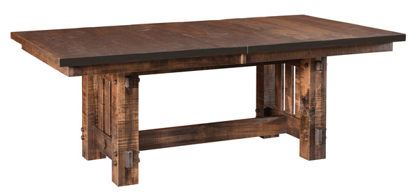 Trestle Table - 2-16'' Leaves, 42x80 - Rough Sawn Wormy Maple