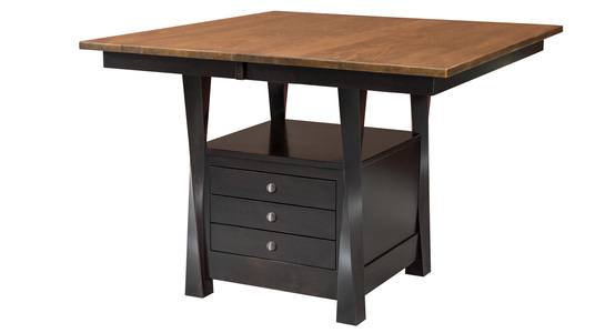 36" High Cabinet Table - 1-12" Leaf, 48x48