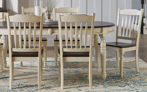 BRICO267K Slatback Sidechair W/Wood Seat - Cocoa-Chalk