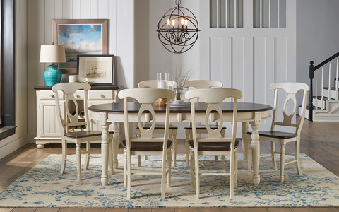 BRICO6310 Leg Table W/2-12 Leaves - Cocoa-Chalk