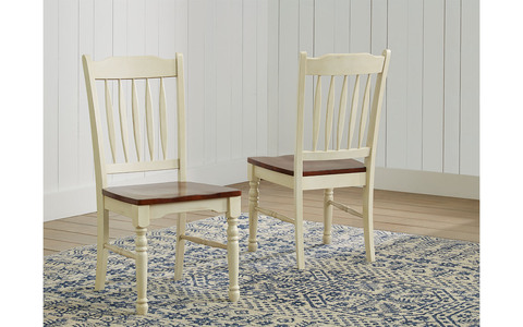 BRIMB267K Slatback Sidechair W/Wood Seat - Merlot & Buttermilk