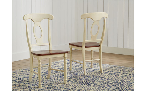 BRIMB285K Napoleon Sidechair W/Wood Seat - Merlot & Buttermilk