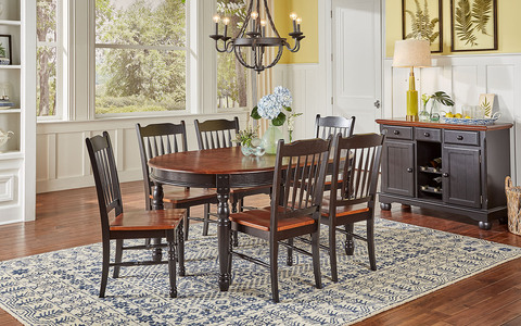 BRIOB267K Slatback Sidechair W/Wood Seat - Antique Oak-Black