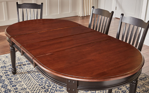 BRIOB6310 Leg Table W/2-12 Leaves - Antique Oak-Black