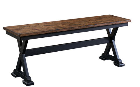 STOBL295K Bench W/Wood Seat - Chickory Black