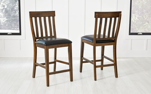 MRPRW365K Slatback Stool With Uph Seat - Rustic Whiskey