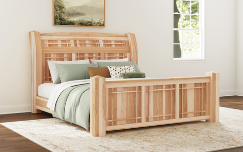 AHINT507F/AHINT507H/AHINT507R/AHINT507S Qn Arch Panel Bed - Natural