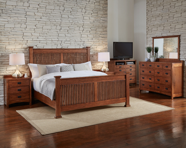 MIHHA504F/MIHHA504H/MIHHA504V Queen Slat Bed - Harvest