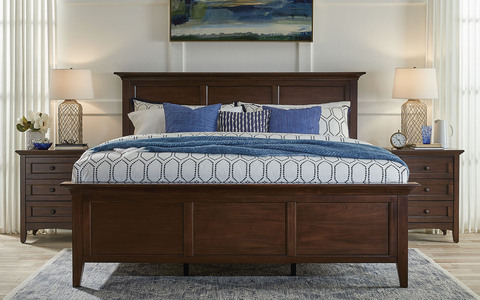 WSLCB503U/WSLCB503V Queen Panel Bed - Cherry Brown
