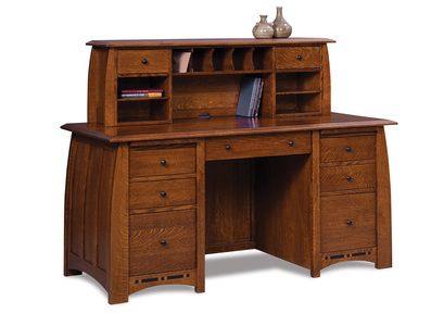 FVD-2865-DT-BC Double Pedestal 7 Drawer Desk W/2 Drawer Desk Topper