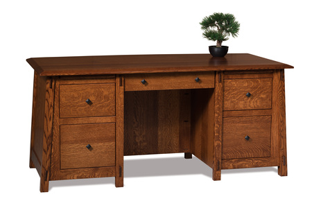 FVD-2865-CB Double Pedestal 5 Drawer Desk W/Unfinished Backside