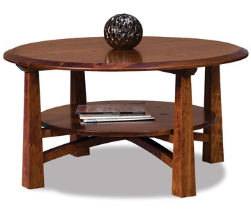 FVCT-38R-A 38" Round Solid Top Coffee Table W/Shelf