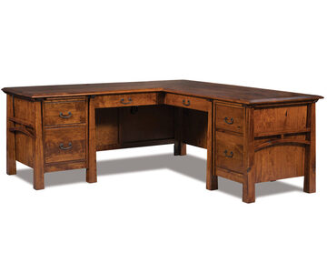 FVD-7878L-A 6 Drawer L Desk 78"W Left W/Unfinished Back, 78"W Right W/Finished Back