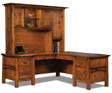FVD-7878L-HT-A 6 Drawer L Desk W/3 Door Hutch Top -- 78"W Left, 78"W Right