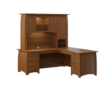 FVD-7878L-HT-BC 8 Drawer L Desk W/3 Door Hutch Top -- 78"W Left, 78"W Right