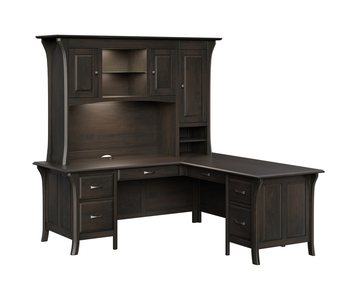 FVD-7878L-EN 6 Drawer L Desk 78"W Left W/Unfinished Back, 78"W Right W/Finished Back