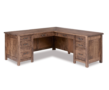 FVD-535-HT 8 Drawer L Desk 78"W Left W/Unfinished Back, 78"W Right W/Finished Back