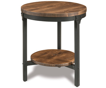 FVET-22RS/W-HT 22" Round Steel/Wood End Table W/Shelf